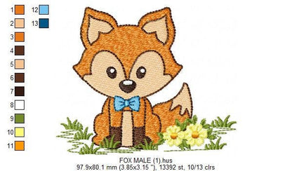 Red Fox embroidery designs - Woodland animals embroidery design machine embroidery pattern - baby boy embroidery file - instant download