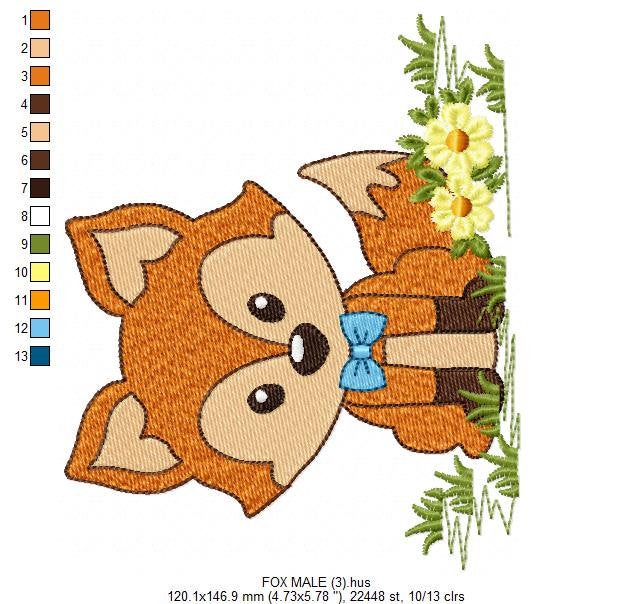 Red Fox embroidery designs - Woodland animals embroidery design machine embroidery pattern - baby boy embroidery file - instant download
