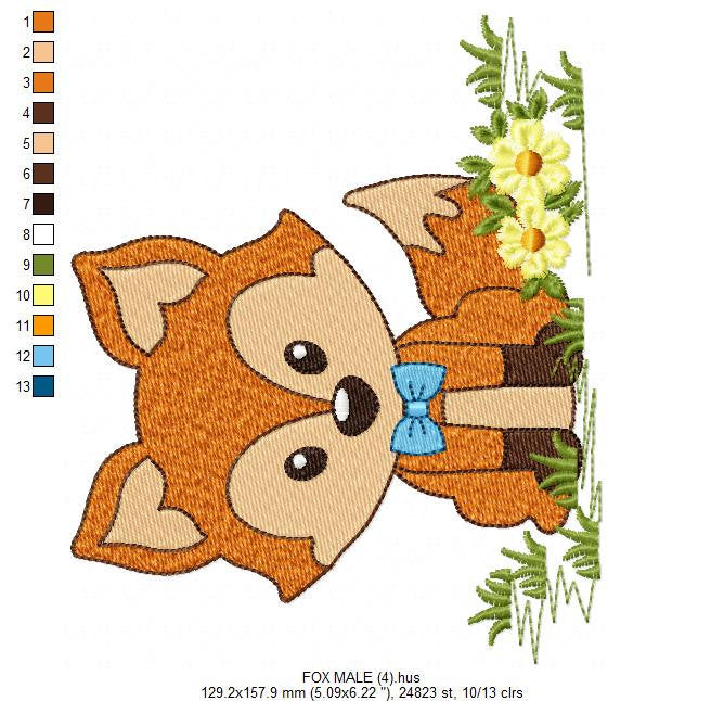 Red Fox embroidery designs - Woodland animals embroidery design machine embroidery pattern - baby boy embroidery file - instant download
