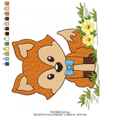Red Fox embroidery designs - Woodland animals embroidery design machine embroidery pattern - baby boy embroidery file - instant download