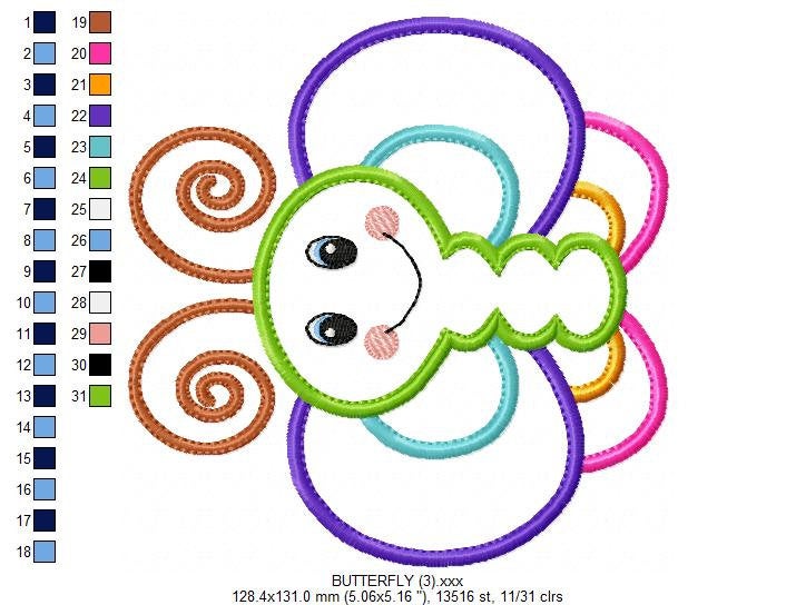 Butterfly embroidery design - Animal embroidery designs machine embroidery pattern - baby girl embroidery file - Garden Butterfly applique