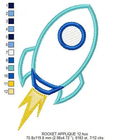 Spaceship embroidery designs - Baby Boy embroidery design machine embroidery pattern - instant download - Space embroidery file Rocket Marcia Embroidery