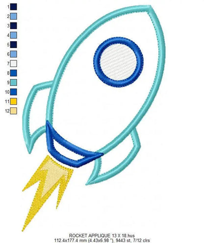 Spaceship embroidery designs - Baby Boy embroidery design machine embroidery pattern - instant download - Space embroidery file Rocket Marcia Embroidery