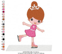 Load image into Gallery viewer, Ice Skater embroidery designs - Baby girl embroidery design machine embroidery pattern - Winter embroidery file - girl with ice skates
