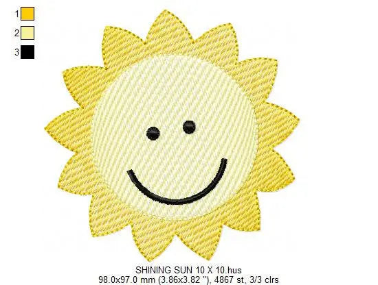 Sun embroidery design - Sky embroidery design machine embroidery pattern - Baby boy embroidery file - kid embroidery filled design newborn Marcia Embroidery