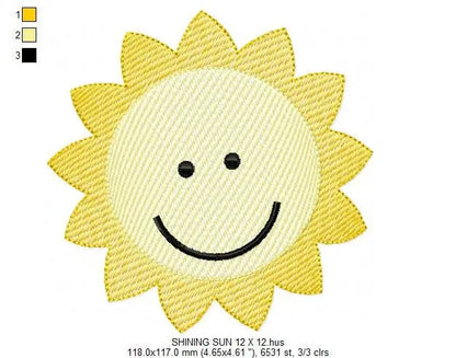 Sun embroidery design - Sky embroidery design machine embroidery pattern - Baby boy embroidery file - kid embroidery filled design newborn Marcia Embroidery