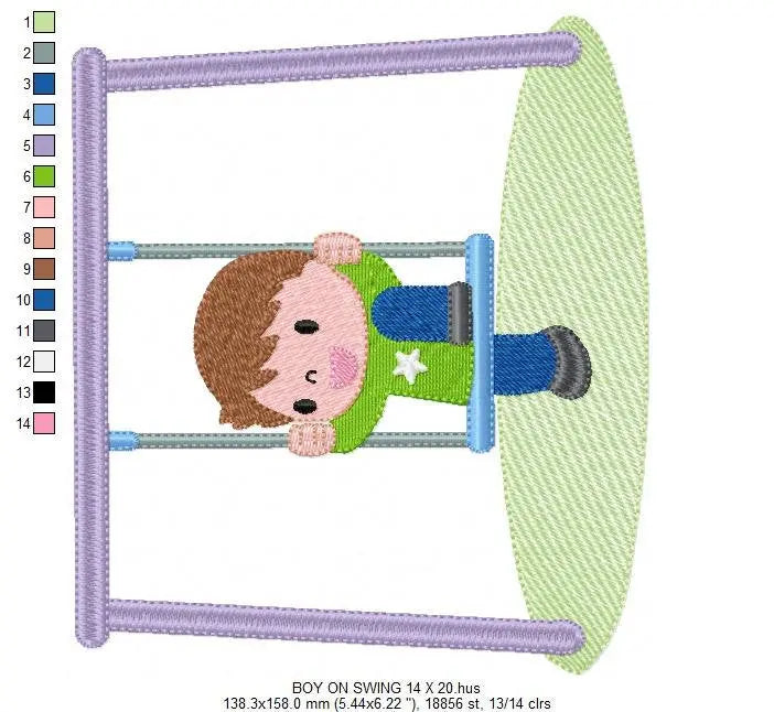 Boy embroidery designs - Girl embroidery design machine embroidery pattern - boy on swing embroidery file - kid embroidery instant download Marcia Embroidery