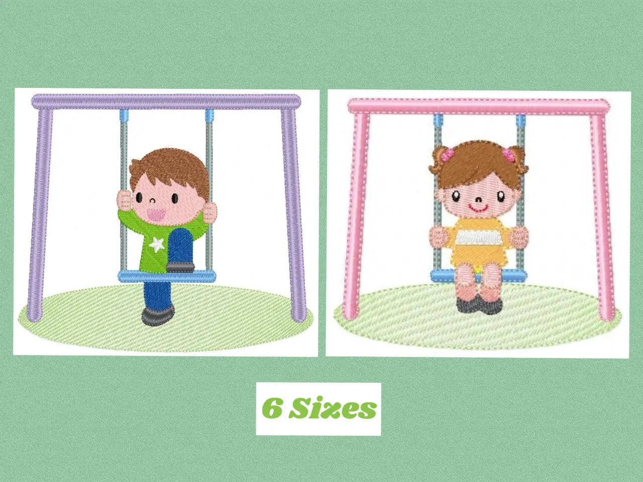 Boy embroidery designs - Girl embroidery design machine embroidery pattern - boy on swing embroidery file - kid embroidery instant download Marcia Embroidery