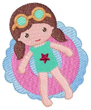 Swimmer embroidery designs - Baby girl with pool floater machine embroidery pattern - Instant digital download pes jef dst hus vp3 xxx vip Marcia Embroidery