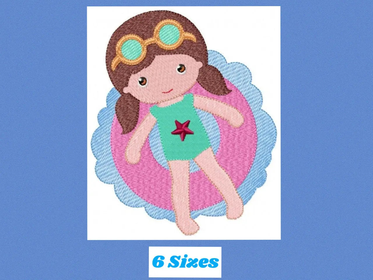 Swimmer embroidery designs - Baby girl with pool floater machine embroidery pattern - Instant digital download pes jef dst hus vp3 xxx vip Marcia Embroidery