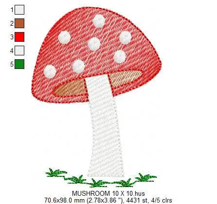 Mushroom embroidery designs - Toad machine embroidery pattern - Fairytale Forest Garden file - Instant digital download pes jef dst hus vp3 Marcia Embroidery