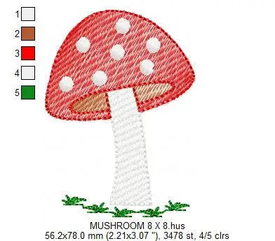Mushroom embroidery designs - Toad machine embroidery pattern - Fairytale Forest Garden file - Instant digital download pes jef dst hus vp3 Marcia Embroidery