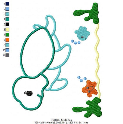 Turtle embroidery design - Animal embroidery designs machine embroidery pattern - baby girl embroidery file - boy embroidery turtle applique