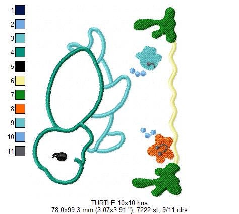 Turtle embroidery design - Animal embroidery designs machine embroidery pattern - baby girl embroidery file - boy embroidery turtle applique