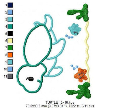 Turtle embroidery design - Animal embroidery designs machine embroidery pattern - baby girl embroidery file - boy embroidery turtle applique