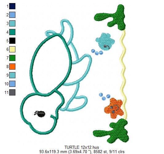 Turtle embroidery design - Animal embroidery designs machine embroidery pattern - baby girl embroidery file - boy embroidery turtle applique
