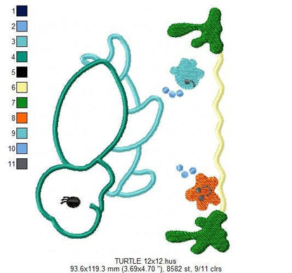 Turtle embroidery design - Animal embroidery designs machine embroidery pattern - baby girl embroidery file - boy embroidery turtle applique