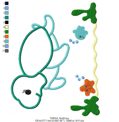Turtle embroidery design - Animal embroidery designs machine embroidery pattern - baby girl embroidery file - boy embroidery turtle applique