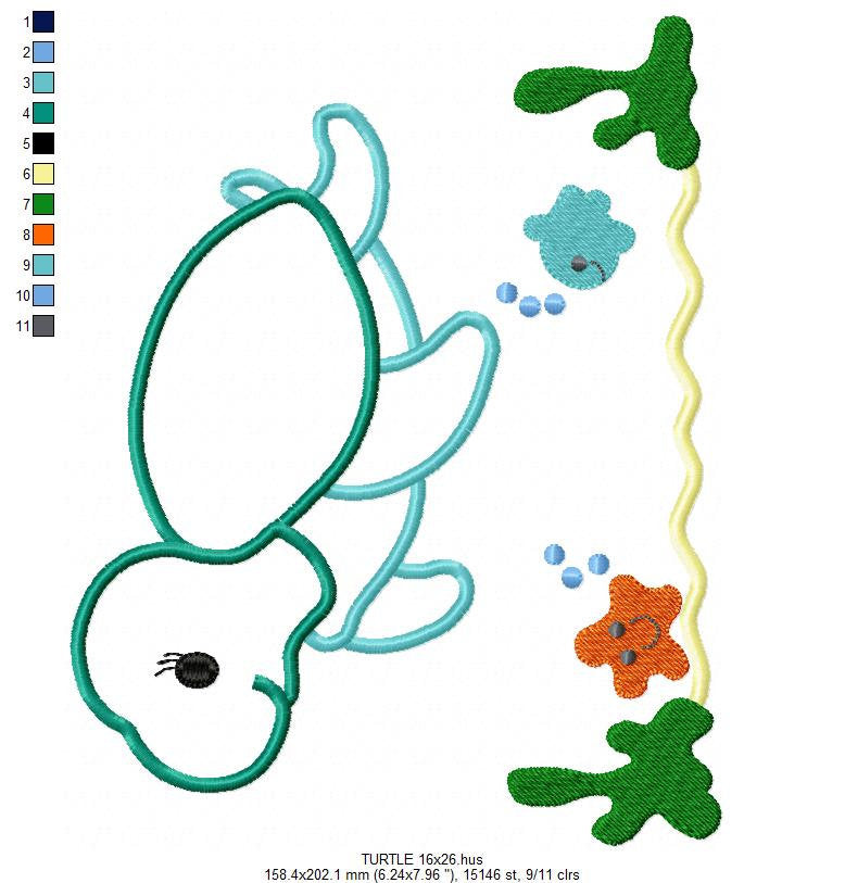 Turtle embroidery design - Animal embroidery designs machine embroidery pattern - baby girl embroidery file - boy embroidery turtle applique