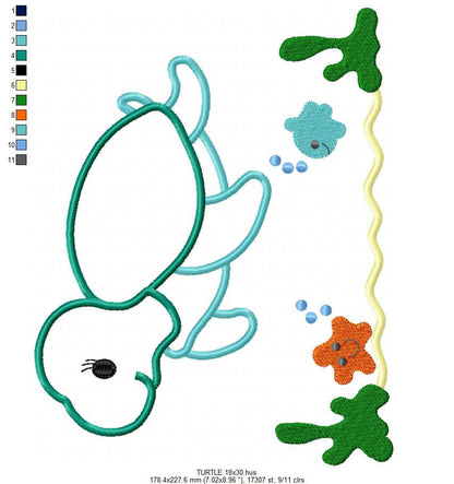 Turtle embroidery design - Animal embroidery designs machine embroidery pattern - baby girl embroidery file - boy embroidery turtle applique