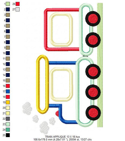Train embroidery designs - Vehicle embroidery design machine embroidery pattern - baby boy embroidery file instant download train with wagon