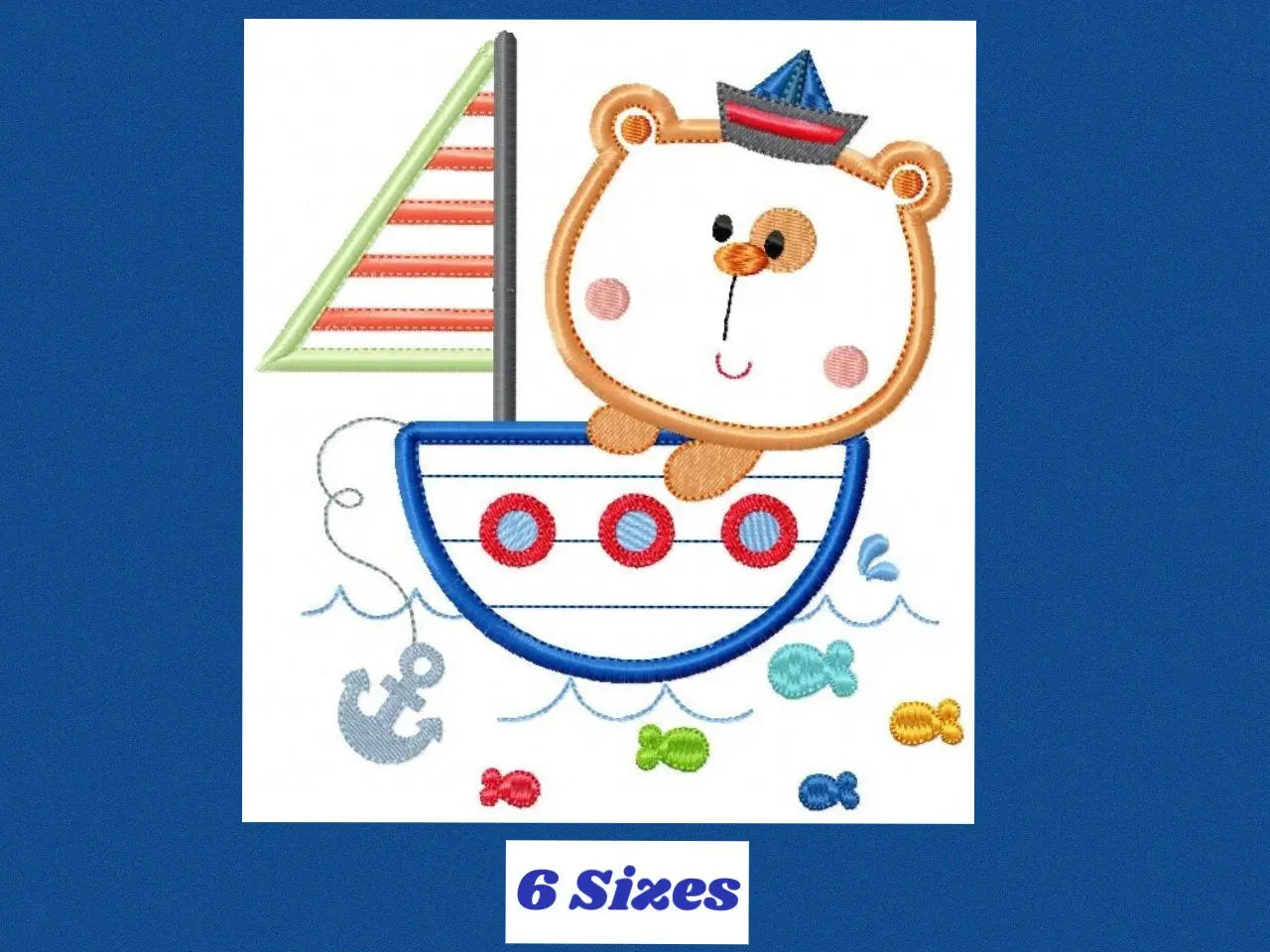 Bear embroidery designs - Sailor embroidery design machine embroidery pattern - Sailor bear with boat applique design - instant download pes Marcia Embroidery