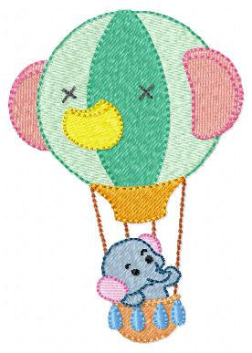 Elephant embroidery designs - Animal embroidery design machine embroidery pattern - Baby boy embroidery file - kid embroidery Balloon design