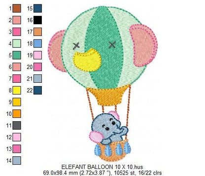Elephant embroidery designs - Animal embroidery design machine embroidery pattern - Baby boy embroidery file - kid embroidery Balloon design