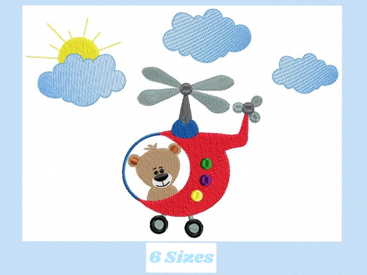 Helicopter embroidery designs - Bear embroidery design machine embroidery pattern - Baby boy embroidery file - Pilot bear design chopper