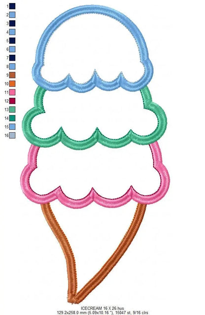 Ice cream embroidery designs - Candy embroidery design machine embroidery pattern - Dessert embroidery file icecream applique Ice cream cone Marcia Embroidery