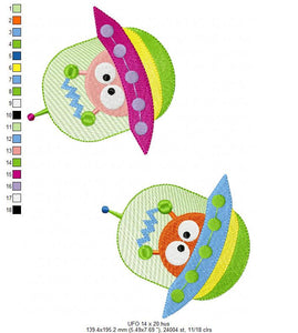 Spaceship embroidery designs - UFO embroidery design machine embroidery pattern - alien design instant download - Space embroidery file ET