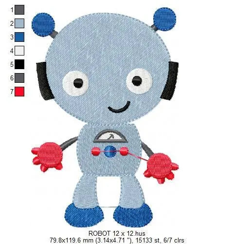 Robot embroidery designs - Baby boy Cyborg embroidery designs machine embroidery pattern - Children Robot Toy file - Instant download pes Marcia Embroidery