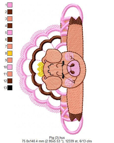 Pig embroidery design - Animal embroidery designs machine embroidery pattern - baby girl embroidery file - ballerina pig applique design