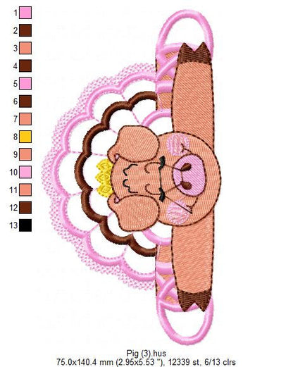 Pig embroidery design - Animal embroidery designs machine embroidery pattern - baby girl embroidery file - ballerina pig applique design