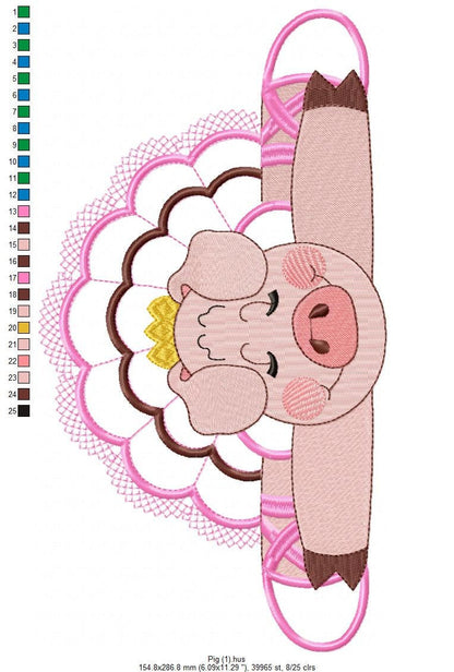Pig embroidery design - Animal embroidery designs machine embroidery pattern - baby girl embroidery file - ballerina pig applique design