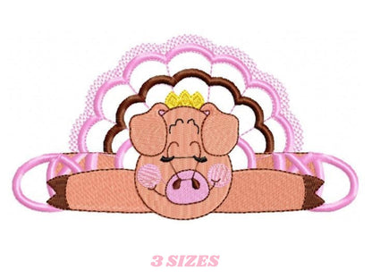 Pig embroidery design - Animal embroidery designs machine embroidery pattern - baby girl embroidery file - ballerina pig applique design