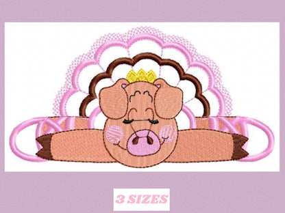 Pig embroidery design - Animal embroidery designs machine embroidery pattern - baby girl embroidery file - ballerina pig applique design