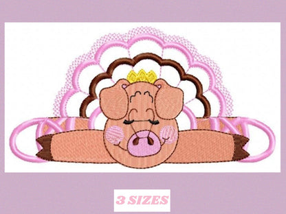 Pig embroidery design - Animal embroidery designs machine embroidery pattern - baby girl embroidery file - ballerina pig applique design