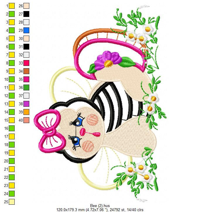 Butterfly embroidery design - Bee embroidery designs machine embroidery pattern - Baby girl embroidery file - Kitchen embroidery flowers