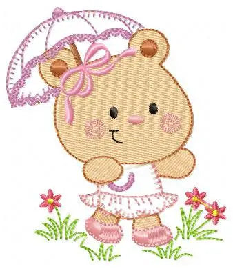 Bear embroidery designs - Teddy embroidery design machine embroidery pattern - Mama bear with umbrella embroidery file - instant download Marcia Embroidery