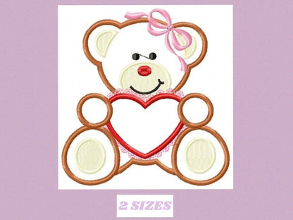 Bear with heart embroidery designs - Teddy bear embroidery design machine embroidery pattern - Baby Girl embroidery - bear applique design Marcia Embroidery