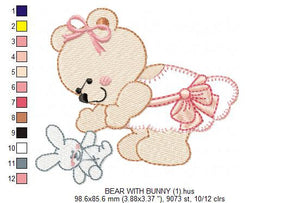 Bear embroidery designs - Baby girl eddy embroidery design machine embroidery pattern - Mama bear embroidery file - female bear applique