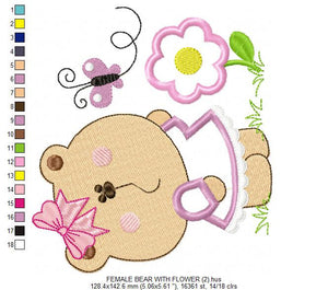 Bear embroidery designs - Teddy embroidery design machine embroidery pattern - Bear with butterfly embroidery - baby girl embroidery file