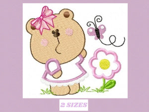 Bear embroidery designs - Teddy embroidery design machine embroidery pattern - Bear with butterfly embroidery - baby girl embroidery file