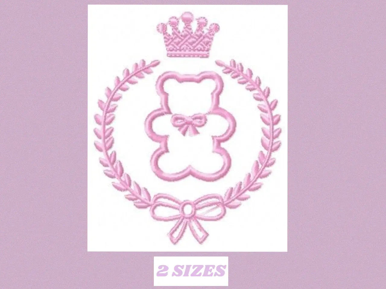 Bear embroidery designs - Laurel frame with baby bear machine embroidery pattern - wreath king bear applique - Instant digital download pes Marcia Embroidery