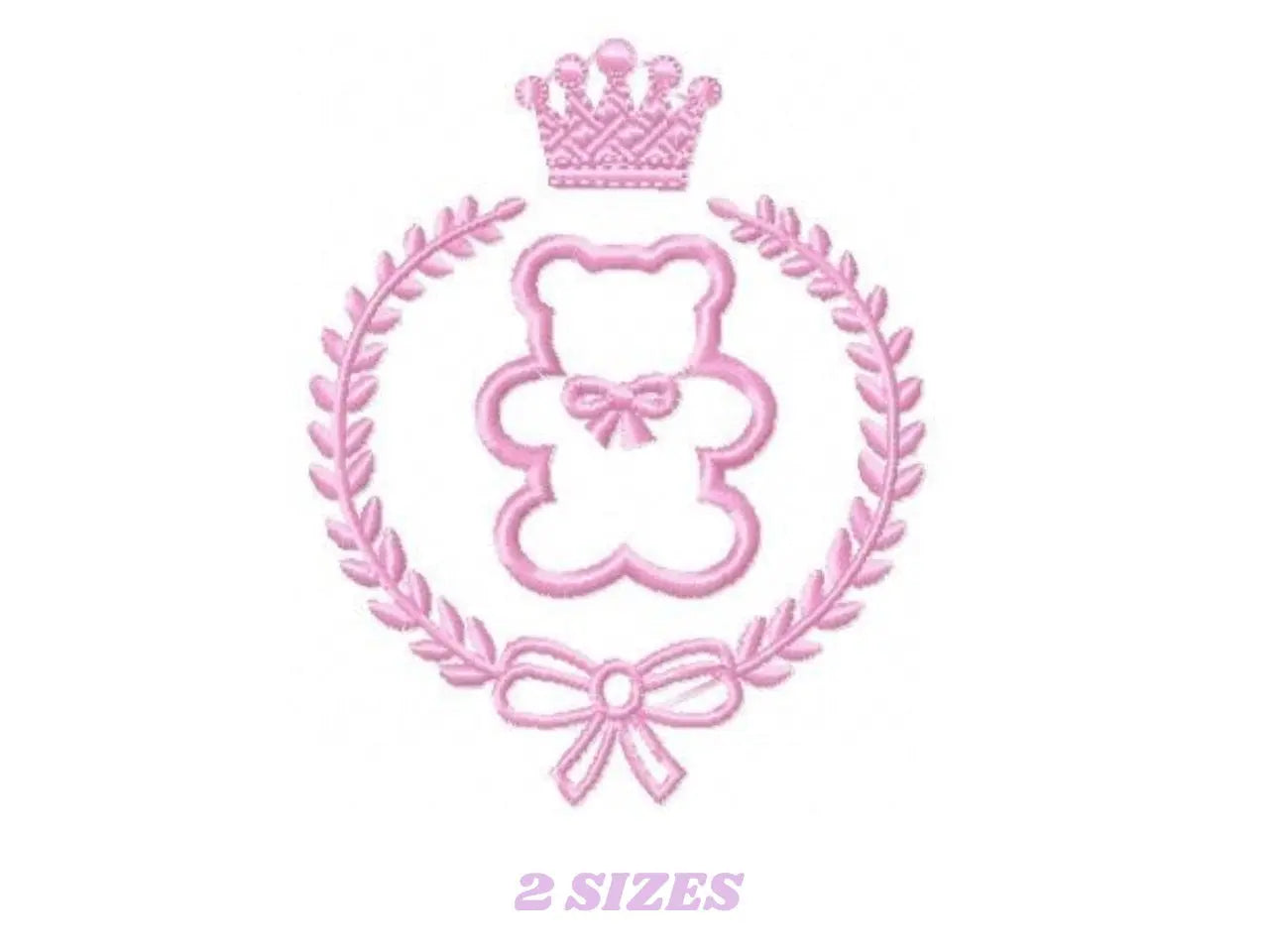 Bear embroidery designs - Laurel frame with baby bear machine embroidery pattern - wreath king bear applique - Instant digital download pes Marcia Embroidery