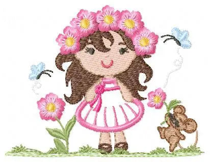 Baby girl embroidery designs - Fairy embroidery design machine embroidery - girl with flowers embroidery file - disney embroidery pattern Marcia Embroidery