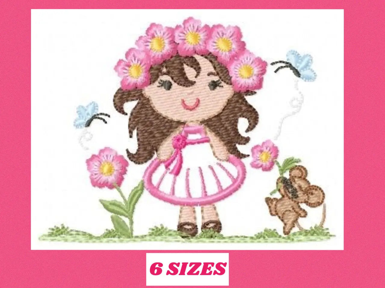 Baby girl embroidery designs - Fairy embroidery design machine embroidery - girl with flowers embroidery file - disney embroidery pattern Marcia Embroidery