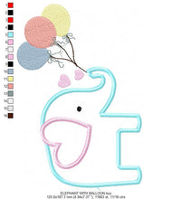 Cargar imagen en el visor de la galería, Elephant with balloons embroidery designs - Birthday party elephant embroidery design machine embroidery pattern - instant digital download
