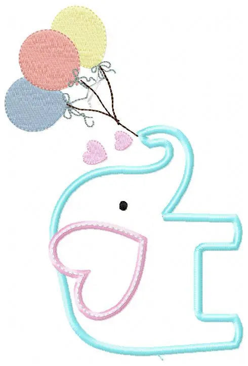 Elephant with balloons embroidery designs - Birthday party elephant embroidery design machine embroidery pattern - instant digital download Marcia Embroidery